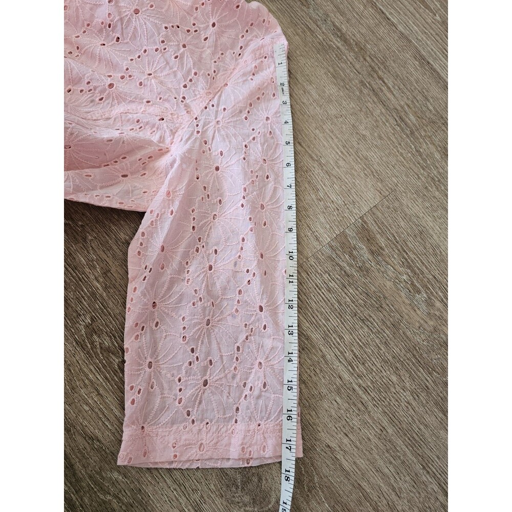 Blair Women's Eyelet Lace Lightweight Zip Hoodie Pink Jacket Top Size Medium - Picture 5 of 7